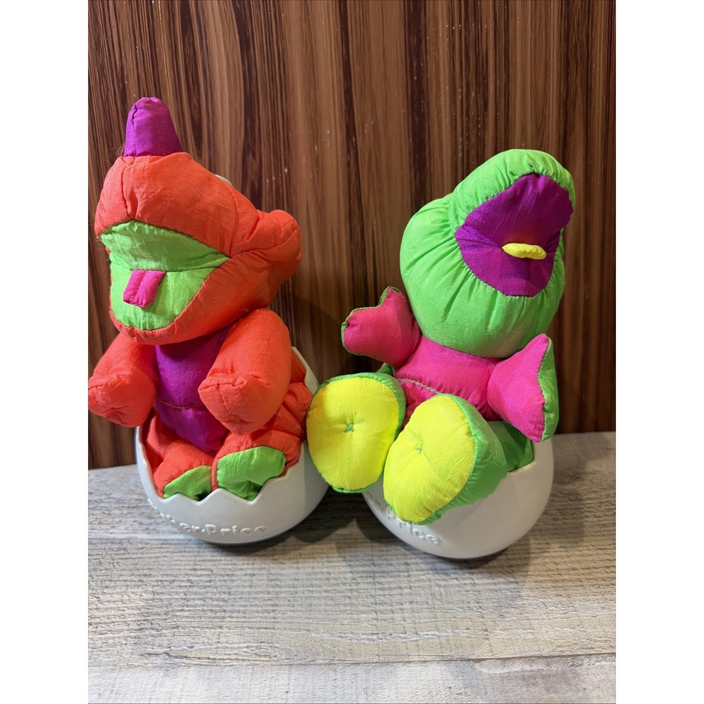 Lot of Vintage 1992 Fisher Price Dino Roaring PUFFALUMP Dinosaur‎ Plush W/Egg